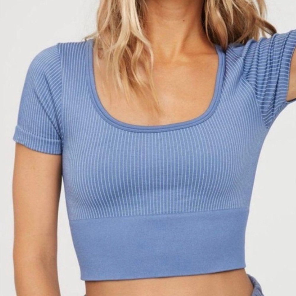 Aerie OFFLINE Sidewalk Seamless Ribbed Crop Top Blue